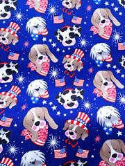 NEW – Dogs Patriotic BLUE Patriotic 100% Cotton Americana BTY Fabric Traditions