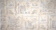 Quilt Garden Printed Stitches Flower Floral Fabric 24″ Panel Cotton 44″W