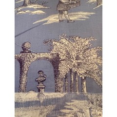 RARE-Suzanne Bonser Follies Du Jardin Altizer & Co Purple Toile Fabric -England