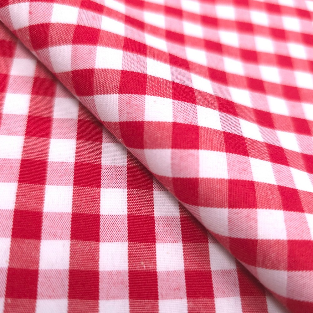 1/4″ RED GINGHAM PRINT POLY COTTON FABRIC CHECK 58″ BY THE YARD