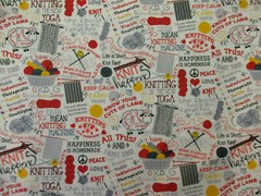 SEWING KNITTING WORDS TEXT CRAFTING BLACK WHITE COTTON FABRIC FQ