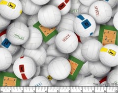 Elizabeths Studio – Sports – Volleyballs – White – 216E-WHT, Fabric BTY