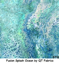 Fusion Ripple Turquoise Panel 24×44 cotton quilt fabric QT fabrics Cranberry