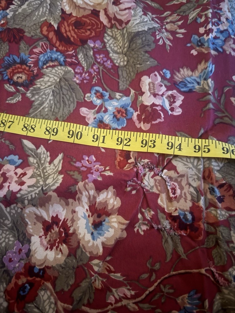 Chaps Ralph Lauren Summerton Fabric Red Floral 97”x92” From Comforter MakeDrapes