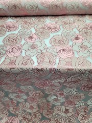 Blush Pink Metallic Floral Brocade Fabric Sold By The Yard On White Organza
