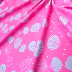 Spandex Fabric Pink Clam Shell Print 4-way Stretch 60″ wide Swimsuit By the Yard