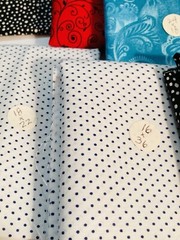 Lot of 10 Coordinating Fabric Scraps Bright Colors Sewing Theme Black Red Blue