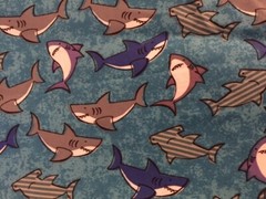 SHARKS!! COTTON FABRIC HALF YARD 18″x44″