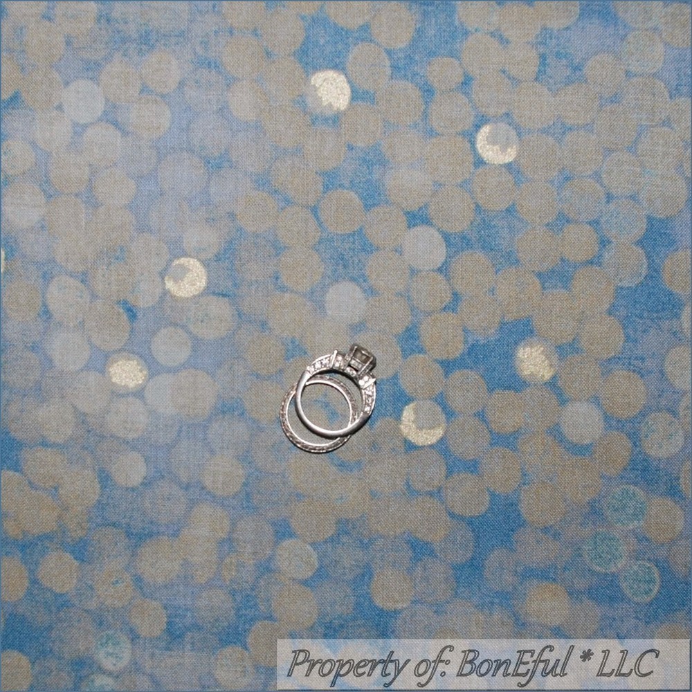 BonEful Fabric FQ Cotton Quilt VTG Blue Pirate Treasure Chest Coin Dot Sea Beach