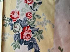 Floral Stripe Fabric 97” X 61” Yellow Cream Stripe Roses Flowers Defect Read