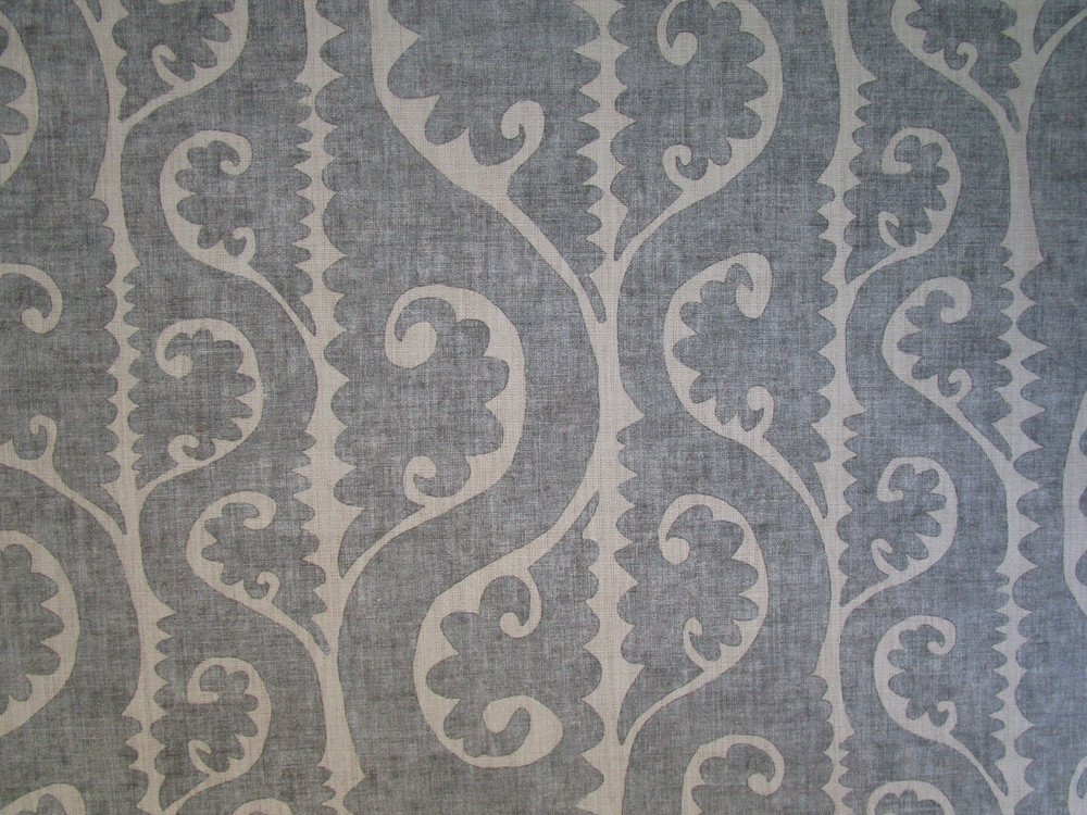 TOTEM from Lewis & Wood Linen Blend Fabric Slate blue grey on Ivory 40″ ++++