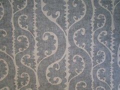 TOTEM from Lewis & Wood Linen Blend Fabric Slate blue grey on Ivory 40″ ++++