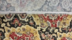 COVINGTON JAIPUR KOHL BLACK RED TURKISH MEDALLION LINEN FABRIC BY YARD 55″W
