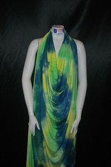 Rayon Spandex Tie-Dye Print Jersey Knit Fabric Teal Lime Yellow Combo 9 oz