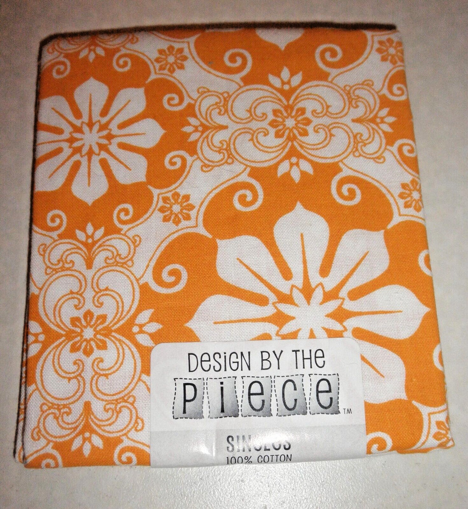 Design by the Piece orange & white floral Fat Quarter 100% Cotton, FREE SHIPPING