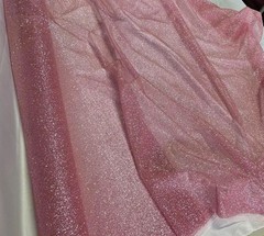 Pink Glitter Mesh Tulle Fabric 60” Wide Sparkle Sheer By The Yard