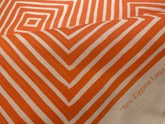 1Yd Quadrille CHINA SEAS Ziggurat Large Scale Orange on Tint 55% Linen Fabric