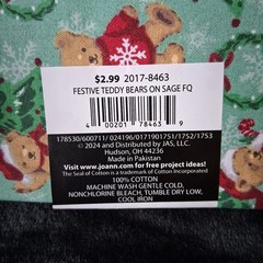 Jo Ann Cotton Christmas Fabrics – Fat Quarters Lot of 4- Retro Reindeer & Bears