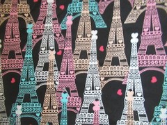 Paris Eiffel Tower Cotton Fabric AMP “EIFFEL FOR YOU” VTG RARE 1Y8″X42″