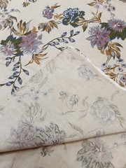Fabric Taupe Multicolor Purple Floral 1 Yard X 60 Inches One Piece