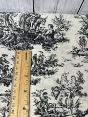 Fabric Cotton Green Toile Landscape 2.33 Yard 44″ Wide Quilt Sew Unbranded VTG