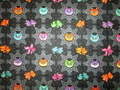 CATS STAR GOLD FISH GOLDFISH SUNSHINE CATS BLACK COTTON FABRIC BTHY