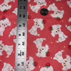 1 1/2 Yd X 42” Fabric Dogs With Roses On Orangeish Red By JO-ANN