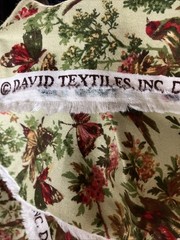 Cotton Material With Red Butterflies And Cardinals 45” Long