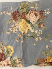 VTG Ralph Lauren Fabric Remnant Sewn On 20″x60″ Blue Floral 1990s Flannel Roses