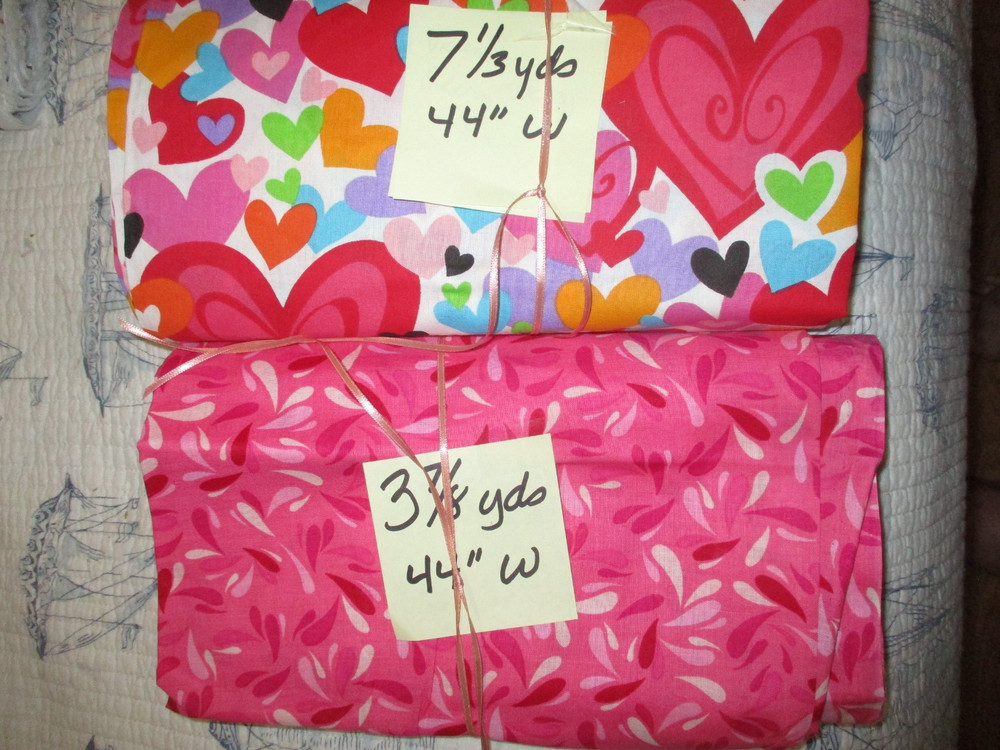 11+ yards Cotton Quilting Fabric Hearts, etc. Pinks 44″ Wide Quilt Sew 44″ Wide