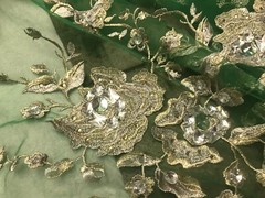 Rhinestone Floral Embroidery French Lace Fabric 50” Width Sold By The Yard
