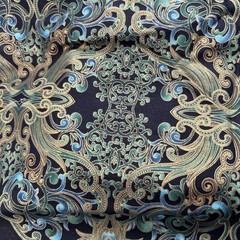 Paula Nadelstern Opulence Benartex Black Gold Turquoise Cotton Quilting Fabric