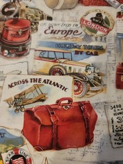 Cotton fabric #B27-ATA33-P01 travel, Brother Sister Design Studio 2008 1 yard