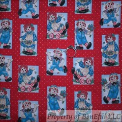 BonEFul FQ Cotton Quilt Red White Blue Raggedy Ann Andy Doll OOP VTG Antique Kid