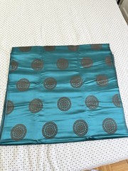 Asian Brocade Fabric 5.47 Yards Teal Bronze Medallion Pattern Sewing Textile