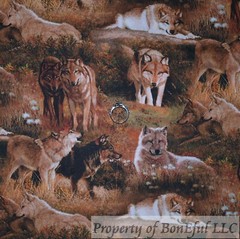 BonEful Fabric FQ Cotton Quilt Brown Deer Fawn Fall Tree Woods Nature Scenic Kid