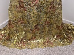 1.5 Yard Green Yellow Red Sequins Embroidery Lace Fabric 50” Width
