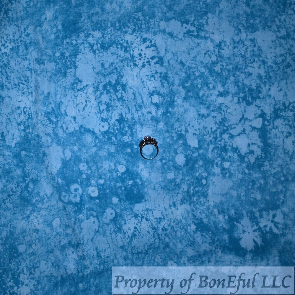 BonEful Fabric FQ Cotton Quilt Blue Tonal Sky Marble Texture Blender Calico Sea