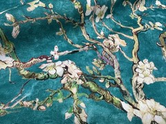 Almond Blossom Van Gogh Fabric Digi Print Sakura Curtain 140cm Wide – Turquoise