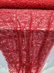 Red Beaded Lace Embroidery Fabric By The Damask Pattern Luxury Lace Victorian