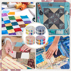 160 Pcs 4 Rolls Fabric Strips, 2.44″ X 39.3″ Precut Quilting Roll, Cotton Strips