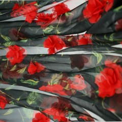 3D Embroidered Flower Sheer Chiffon Fabric Bridal Wedding Dress Cloth 100*150 cm