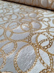 CHAMPAGNE GOLD Brocade Fabric Sold By The Yard Geometric Print For Dress Upholst