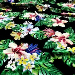 Swimwear Fabric Spandex Stretch Nylon / Neon Tahitian Cayennes Print By Yard