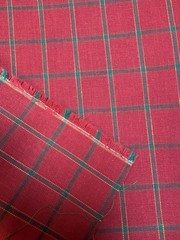 Woven plaid cotton fabric homespun 3.5 yds x 58″w, red green gold