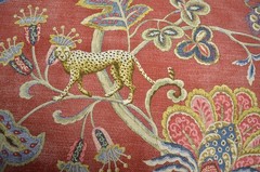 Adventurer Pomegranate Red Jacobean Floral with Animals P/K Lifestyles Fabric