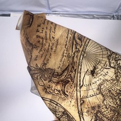 Antique/Vintage World Map Print Fabric, Beige Brown Black Travel Theme