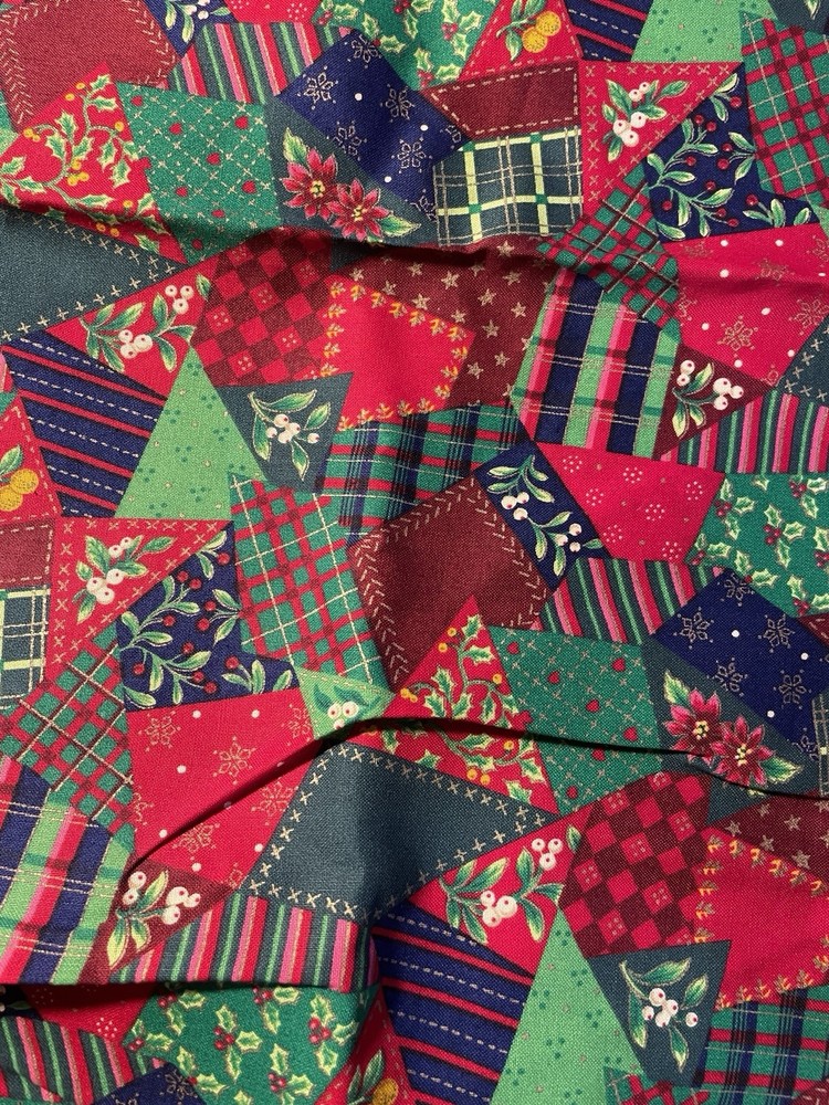 Christmas Patchwork Tossed Cheater Quilt Fabric VIP Cranston Cotton 2 Yards