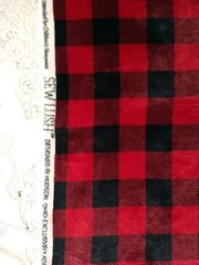 REMNANT Red Black Buffalo Plaid SEW LUSH FLEECE FABRIC 43″ x19″