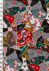 Japanese – Senyo Cloisonne Floral Collage – SK-8600-1B-Green – By the Half Yard
